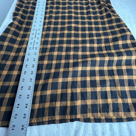 Beach Lunch Lounge Plaid Black Brown Ruffle Sleeve Delphina Dress Large New - Picture 9 of 10